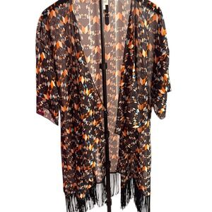 LuLaRoe Geometric Sheer Fringed Cape